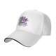 Black baseball cap with purple wizard cat and dice graphic