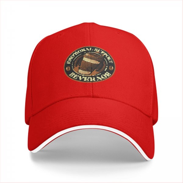 Black Baseball Cap With Emotional Support Beverage Coffee Print