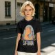 Olive t-shirt with capybara drinking coffee graphic