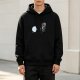 Black Hoodie with Retro CD and Cassette Tape Graphic