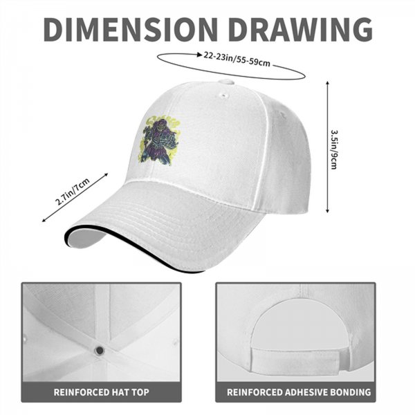 Black baseball cap with villainous fantasy warrior graphic print