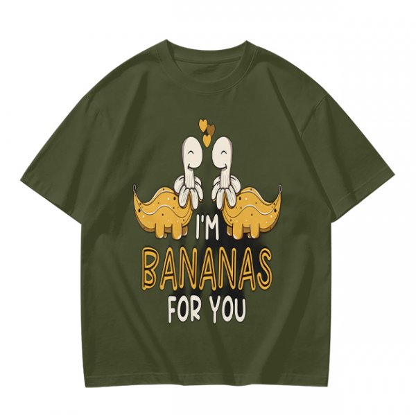 Olive T-Shirt With Cute Banana Dinosaur Love Graphic And I'm Bananas For You Text