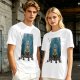 Olive Green T-Shirt With Cartoon Rabbit Character Graphic
