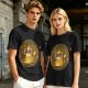 Olive T-Shirt With Flaming Royal Cat Portrait Print