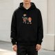 Black hoodie with cartoon heart and brain graphic print