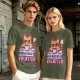 Olive t-shirt with a grumpy cat needing a vacation print