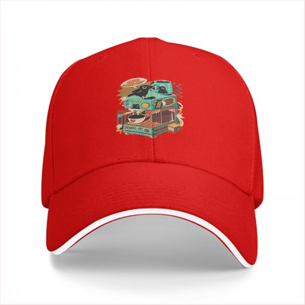 Black Baseball Cap With Retro Crow Coffee Machine Graphic