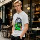 Olive Green T-Shirt with Totoro Nature Landscape Graphic Print