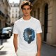 Olive T-Shirt With Anime Character Profile In Blue Cosmic Print