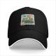 Black Baseball Cap with Anime Stamp Print Design