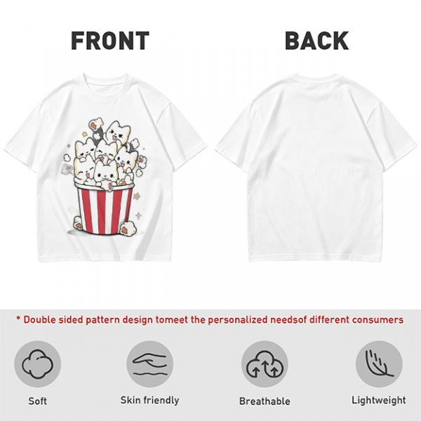Olive T-Shirt With Cute Kitten Popcorn Bucket Graphic