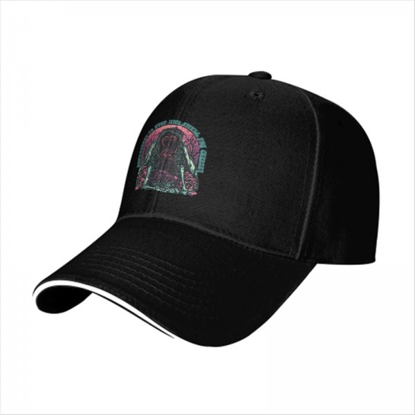 Black Baseball Cap with Dark Psychedelic Monster Graphic Print
