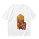 Olive Green T-Shirt with Cozy Frog in Pumpkin Hat Graphic