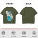 Olive T-Shirt With Fairy Godmother Cat Graphic Print