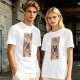 Olive T-Shirt with Japanese Style Sushi Chef Cat Print