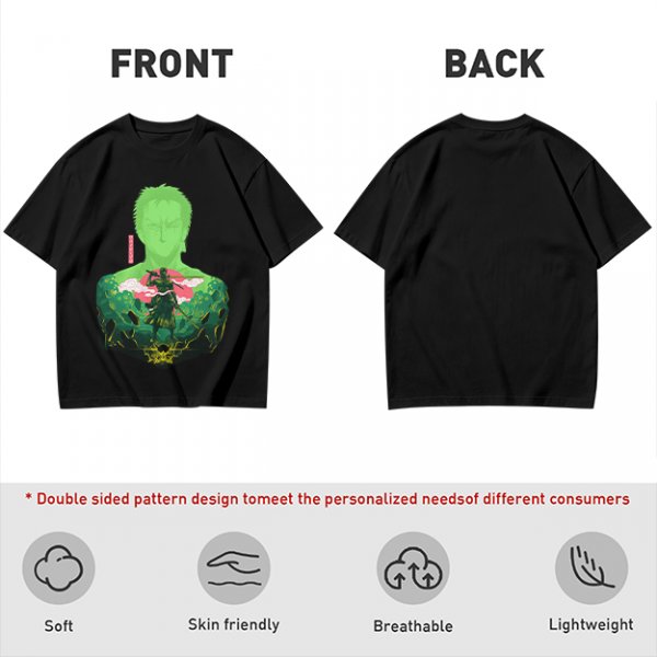 Olive Anime T-Shirt With Samurai Warrior Silhouette Art