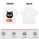 Olive T-Shirt With Grumpy Black Cat Meh Graphic Print
