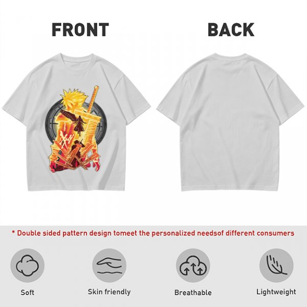 Final Fantasy VII Inspired Graphic T-Shirt with Character and Sword Art