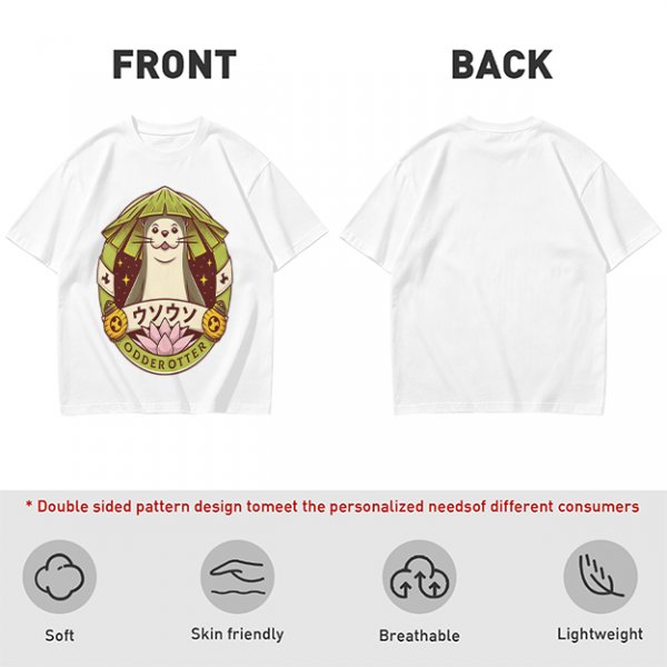 Otter with Straw Hat Graphic Tee Design