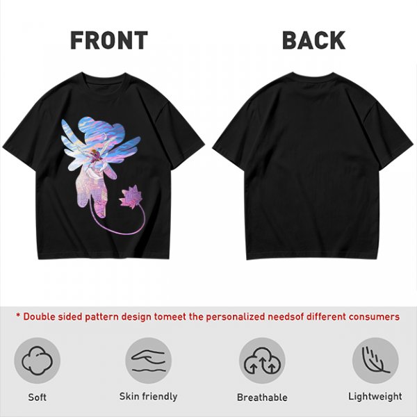 Olive T-Shirt With Whimsical Winged Creature Art Print