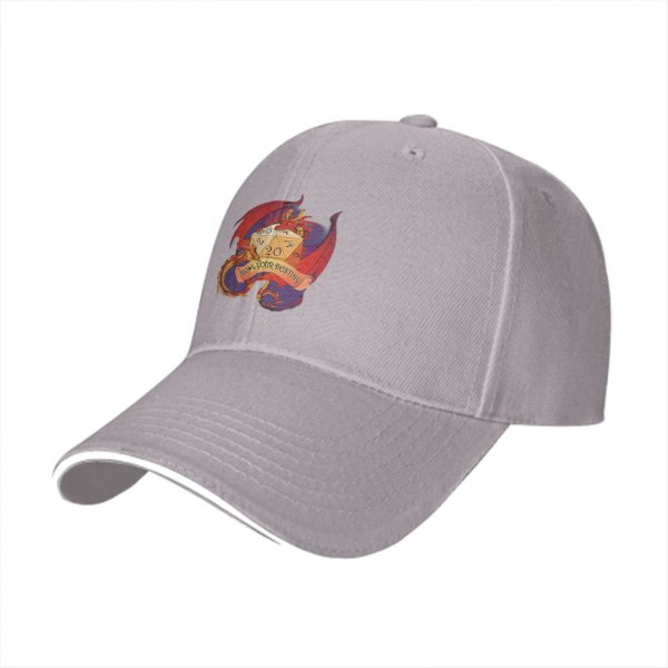 Black Baseball Cap With Dragon D20 Roll Your Destiny Print