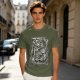 Olive t-shirt with medieval wanderer graphic and gothic text print