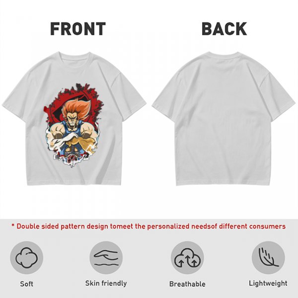 Olive T-Shirt with Retro Anime Lion Character Graphic