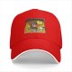 Black baseball cap with cartoon bear costume character in fiery cave print