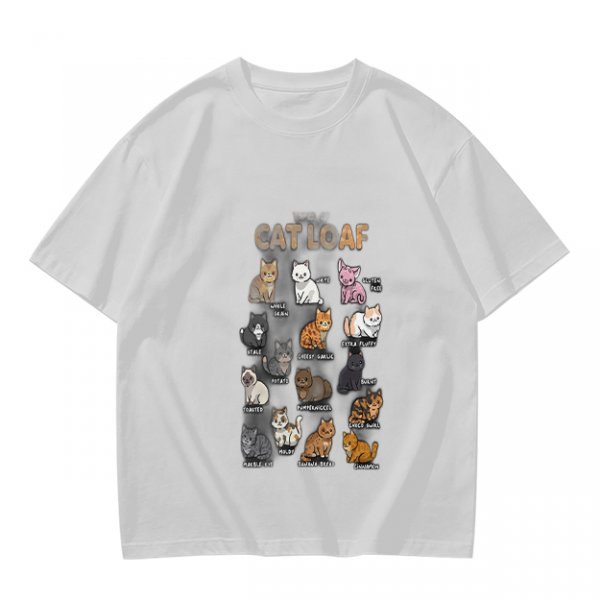 Olive T-Shirt With Cat Loaf Breeds Graphic Print