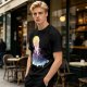 Olive T-Shirt with Watercolor Witch and Moon Art Print