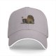 Black baseball cap with whimsical anime-style graphic print
