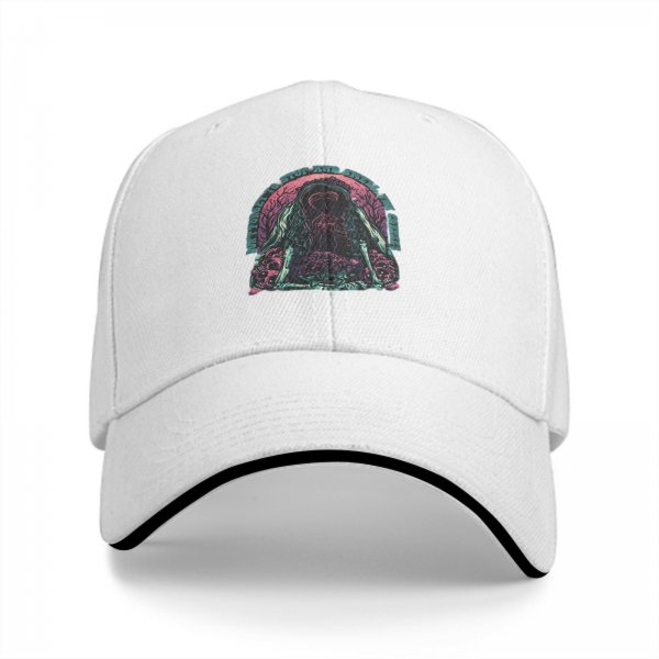 Black Baseball Cap with Dark Psychedelic Monster Graphic Print