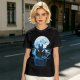 Olive T-Shirt Featuring Dragon Silhouette Under Full Moon