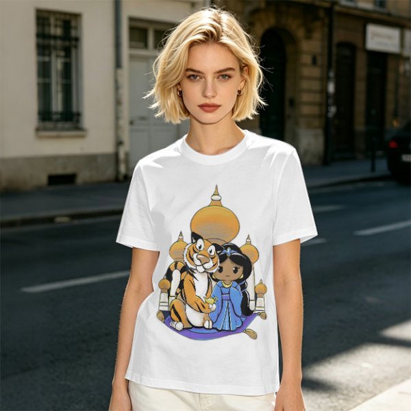 Disney Aladdin Princess Jasmine and Rajah Tiger Graphic T-Shirt