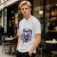 Olive T-shirt with Gothic Skull Teacup and Roses Print