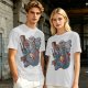 Olive T-shirt with 80s villain cartoon characters print