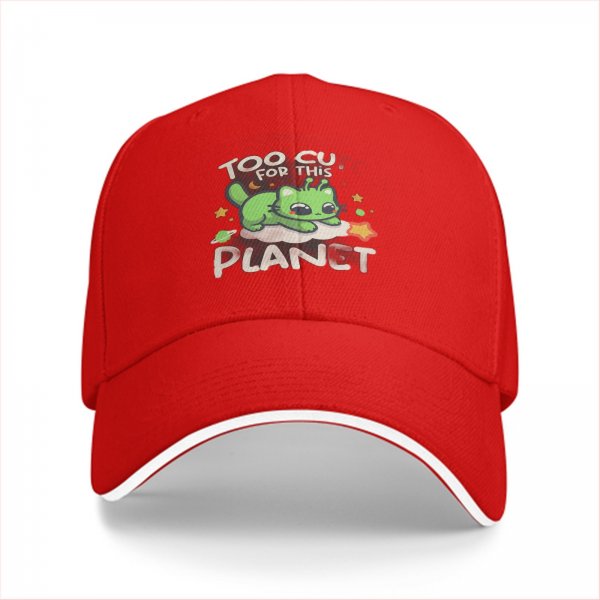 Too Cute For This Planet Alien Cat Graphic Baseball Cap