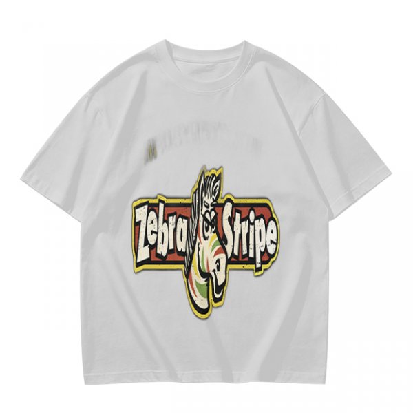 Olive green graphic t-shirt with zebra stripe design