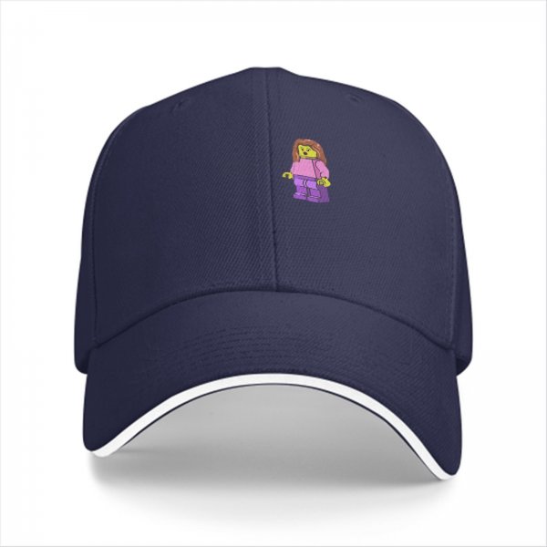 Black Baseball Cap with Lego Girl Minifigure Graphic