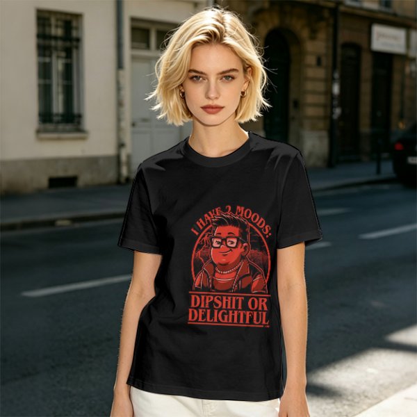 Olive Graphic T-Shirt With 'I Have 2 Moods: Dipshit Or Delightful' Print