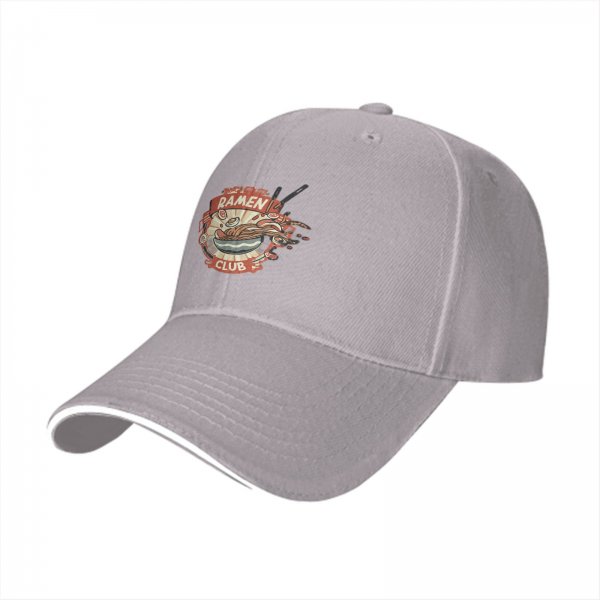 Black Baseball Cap With Ramen Club Graphic Print