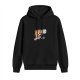 Black hoodie with angry cartoon cat graphic and funny text