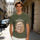 Olive green sloth t-shirt with 'Busy Doing' coffee graphic