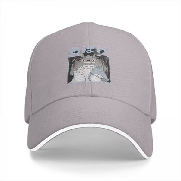 Black baseball cap with Totoro forest spirit graphic and Japanese text