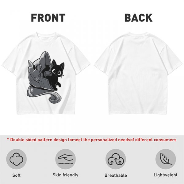 Olive Green T-Shirt With Black Cat Peeking From Knight Helmet Art