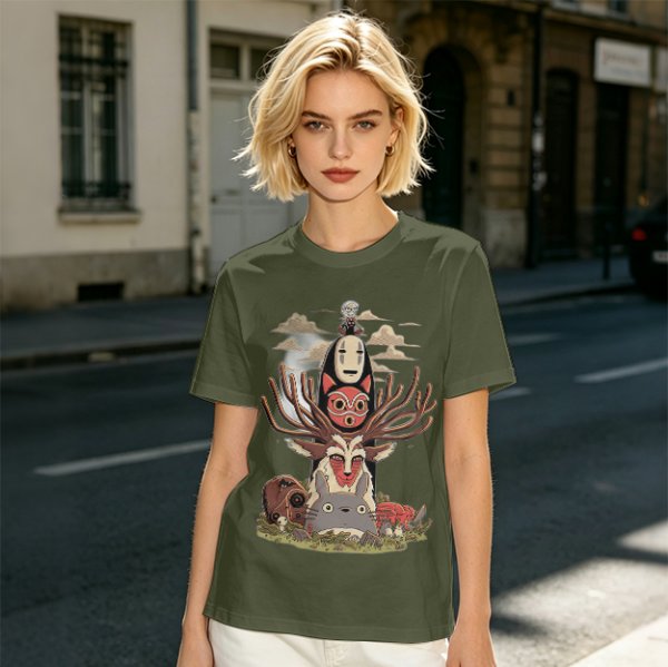 Studio Ghibli Spirited Away Princess Mononoke Totoro Character T-Shirt Art