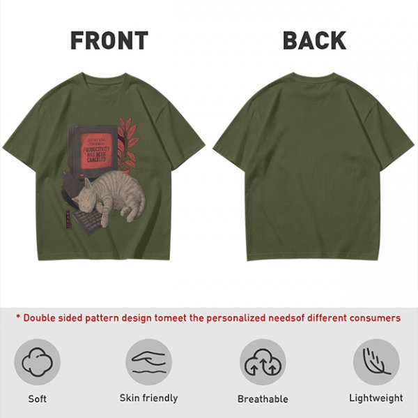 Cat Sleeping on Keyboard Productivity Canceled T-Shirt