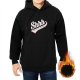 Black hoodie with 'Shhh Nobody Cares' graphic print