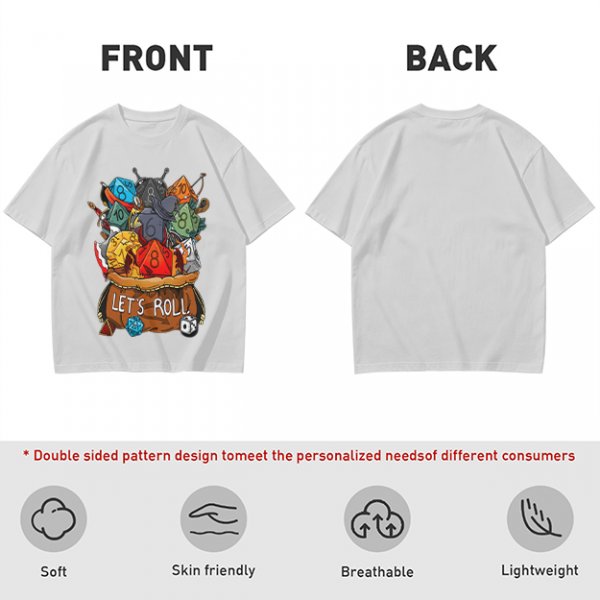Olive Dungeons and Dragons Dice Bag Let's Roll Graphic T-Shirt