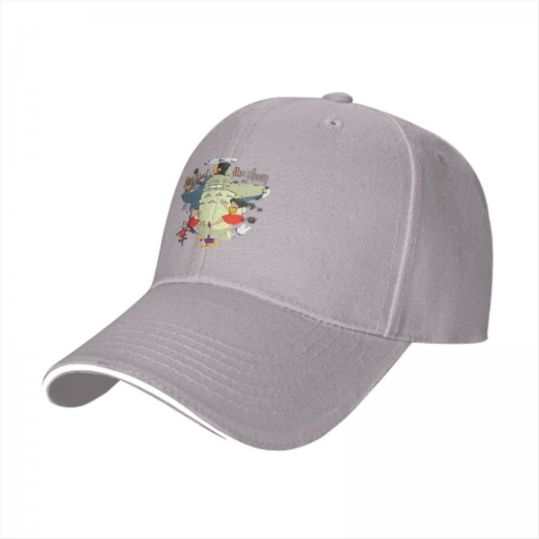Black baseball cap with Totoro and girls graphic print